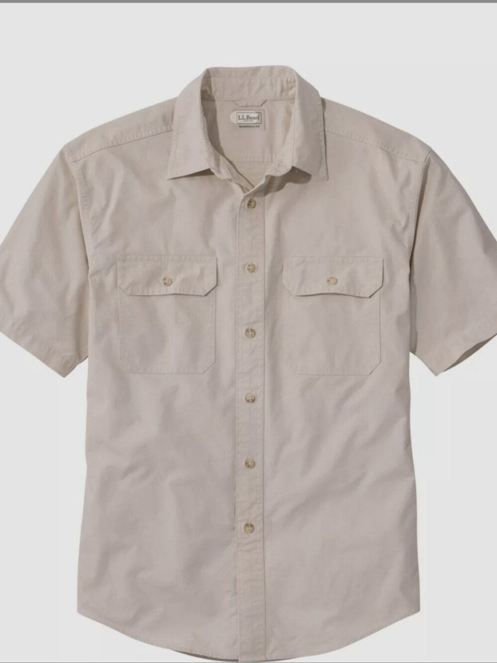 L.L. Bean "Sunwashed" Canvas S/S Button Down Shirt, "Shore" Color, Sz Med/Tall